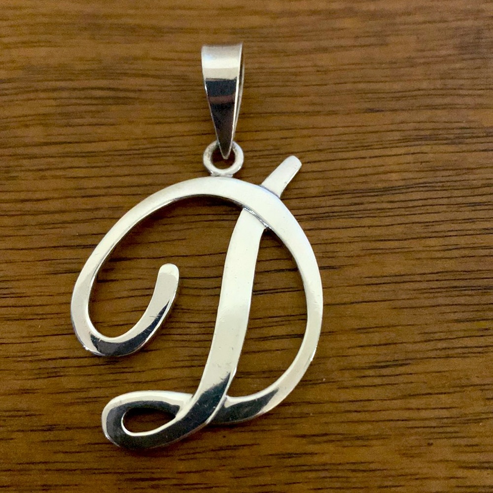 Sterling silver Cursive D